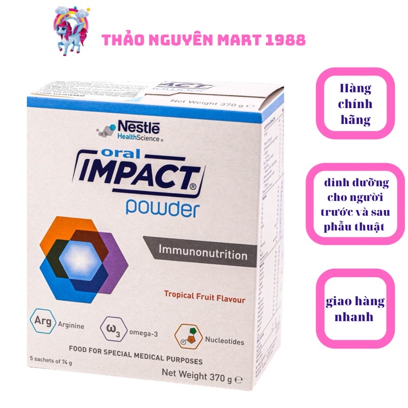 Sữa Oral Impact (370g /5 gói x 74g) cho người bệnh trước và sau phẫu thuật( date 01/2024)