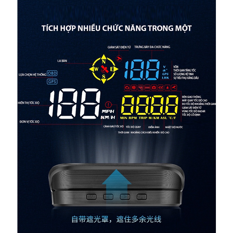 Bộ Hiển Thị Tốc Độ Kính Lái Ô Tô HUD Rada Cảnh Báo Tốc Độ, Cam Phạt Nguội, Thiết Bị Cắm Cổng OBD HUB, USB bảo hành 2 năm | BigBuy360 - bigbuy360.vn