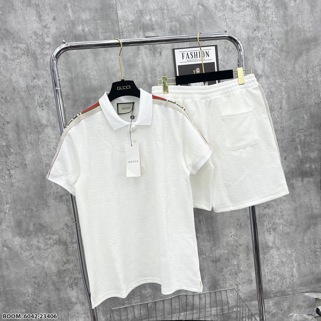 🔥Hot🔥Bộ Gucci vân nổi áo polo thiết kế hot trend Nam nữ New 2023