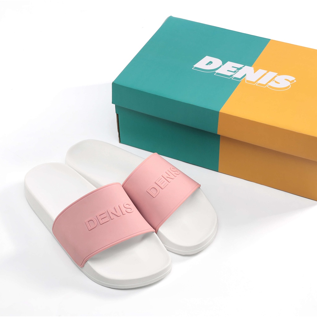 Dép quai ngang nữ Denis DN05 Unisex Slipper đế trắng màu hồng nữ tính Ngoài trời