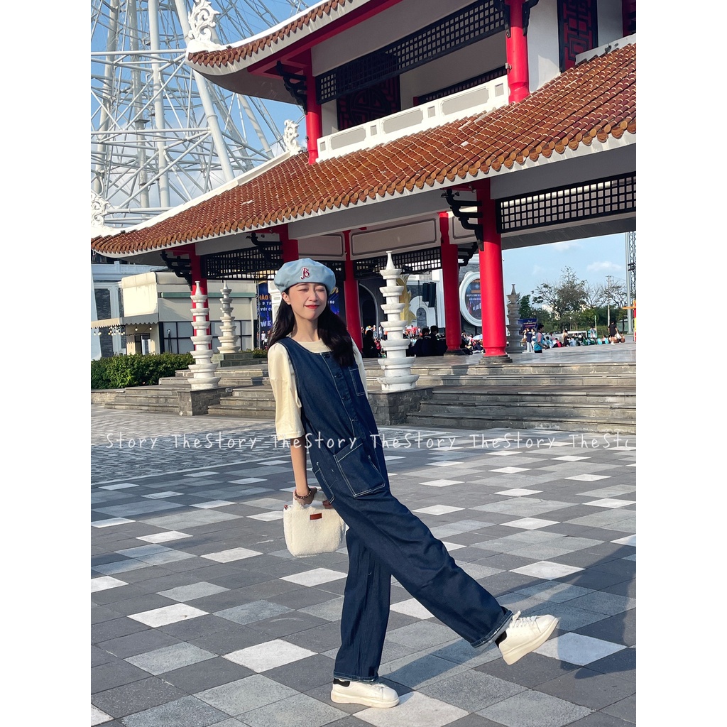 Yếm jum jeans dài viền chỉ  D1097