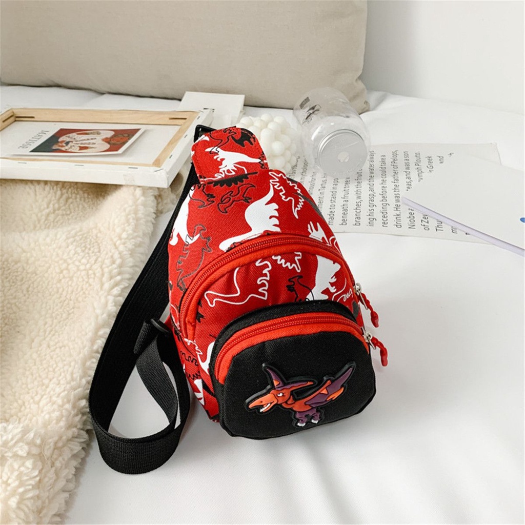 Túi đeo chéo vai bằng nylon in hình khủng long hoạt hình nhiều màu tùy chọn dễ thương cho bé trai / gái