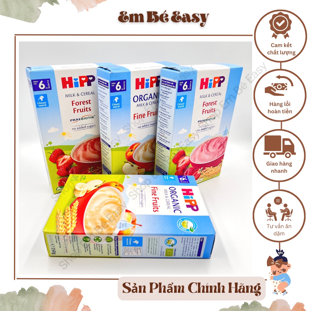 Bột ăn dặm dinh dưỡng sữa Hipp nhiều vị, bột ăn dặm hữu cơ cho bé