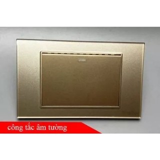 Công tắc điện âm tường mặt kính cường lực viền vàng tenko tk-c18-01 vàng