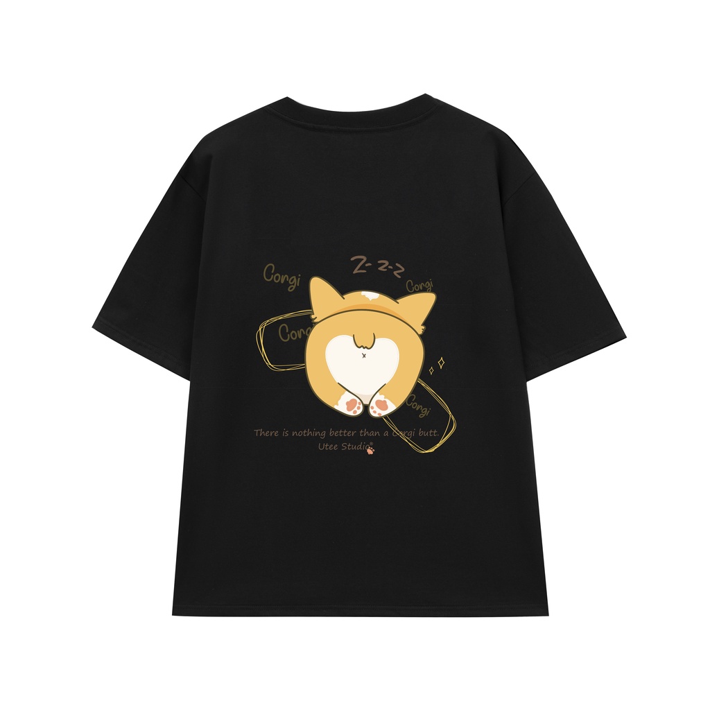 Áo Thun Cổ Tròn Cotton 100% Bé Corgi  Z-Z-Z Siêu Đáng Yêu