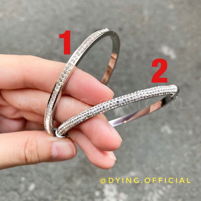 Kiềng/Vòng Cuff Đính Đá - Thép Titan KHÔNG RỈ