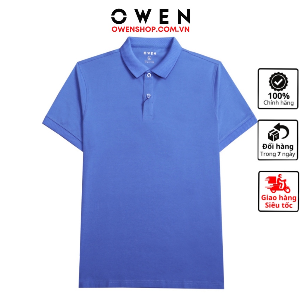 Áo thun polo nam có cổ bẻ OWEN APV231340 phông ngắn dáng dáng body fit màu xanh tím vải vải cotton cao cấp mềm mát