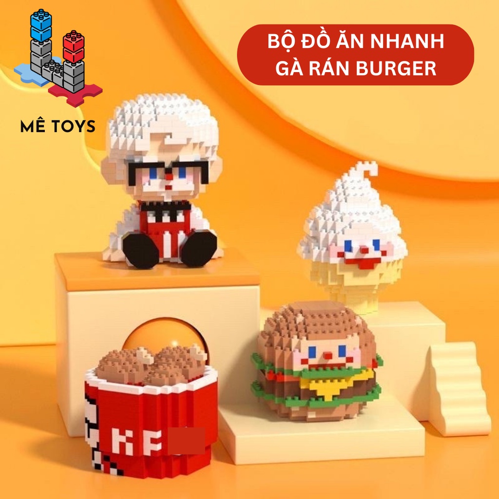 Bộ Đồ chơi Lắp Ráp Đồ Ăn Nhanh Gà Rán - Burger - Trà Sữa Mê Toys