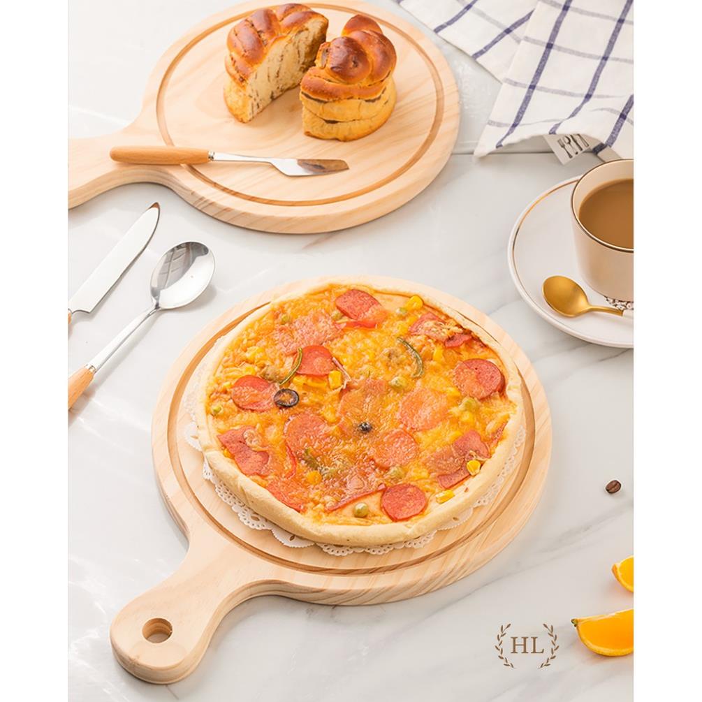 Đế đựng pizza | Đế tay cầm để sườn BBQ | ĐĨA GỖ - TRE DECOR ĐỰNG BÁNH ĐỰNG ĐỒ NƯỚNG TỰ NHIÊN CÓ TAY CẦM CHUYÊN DỤNG