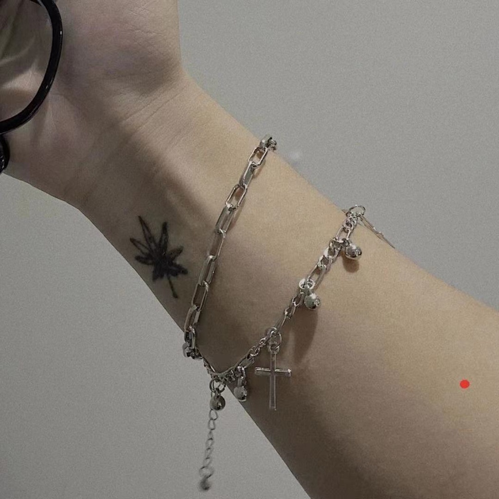 Vòng Tay Ngọc Trai Hai Lớp Bằng Kim Loại Màu Bạc Phong Cách hip hop Thời Trang Chất Lượng Cao Cho Nữ