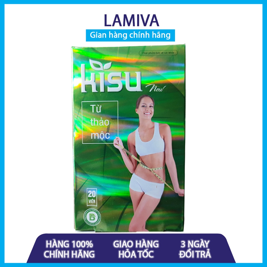 Kisu - Hỗ trợ giảm béo từ thảo dược - hộp 20 viên giảm mỡ máu hết tăng cân từ trà xanh, lá sen và dược liệu