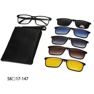 Kính râm cận tr90 clip on phân cực polarized 2 trong 1 bộ 5 kẹp cao cấp 12175