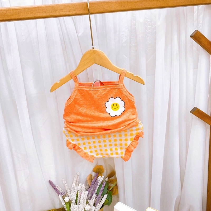 Bộ áo hai dây - quần chip vải cotton 4 chiều cho bé GÁI đồ hè cho bé gái