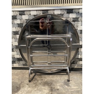 Bàn tròn inox 304 chống rỉ sét mặt bàn rộng 1.2m hàng dày 1.4ly