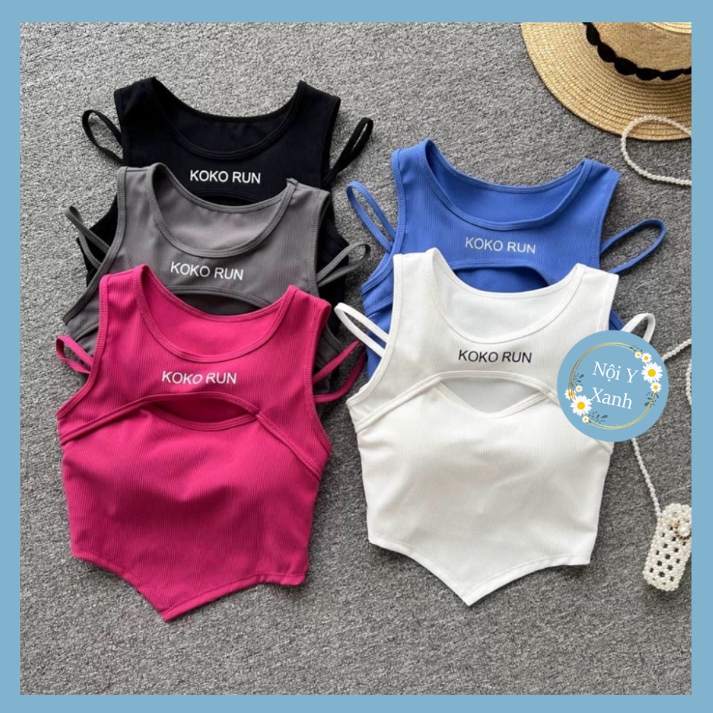 Áo Bra Nữ Vạt Chéo dáng yếm Dáng Lửng Có Đệm Ngực Trend Mới nội y xanh - chất mát