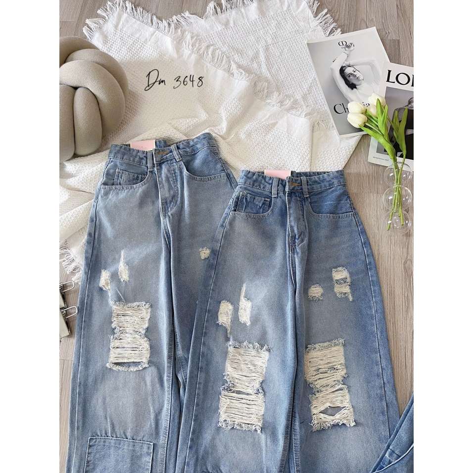 Quần baggy jean rách, mã 3648