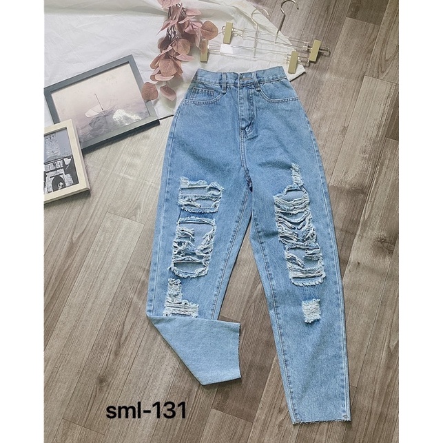 Quần baggy jean rách nhiều, mã 131