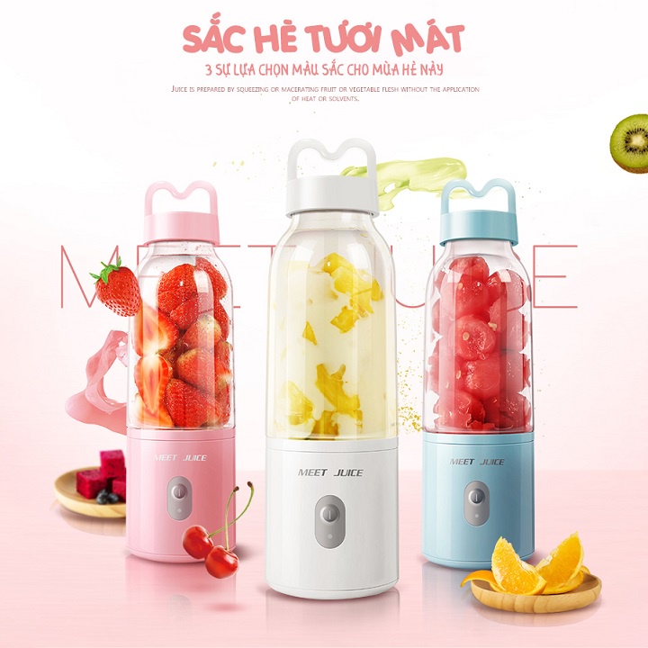 Máy xay sinh tố mini cầm tay 4 lưỡi dao Meet Juice [ Phiên bản cắm điện ]