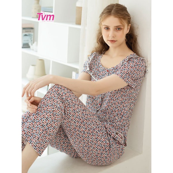 Bộ dài nữ ngắn tay B583 Tvm Luxury Homewear, chất liệu rayon(tole)