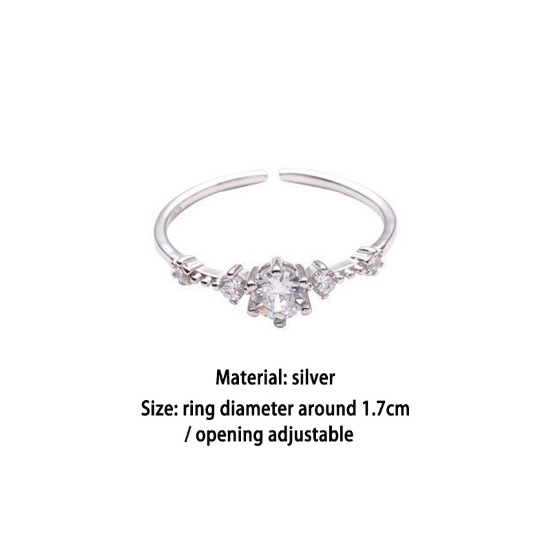 Nhẫn Hở Mạ Bạc 925 Đính Đá Zircon Phong Cách Hàn Quốc Cho Nữ