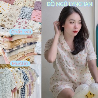 Bộ ngủ nữ MUSLIN Cao Cấp🌟RẺ NHẤT🌟pijama đồ ngủ nữ cộc tay xô nhăn vải siêu mát họa tiết đáng iu chất lượng LYNCHAN04