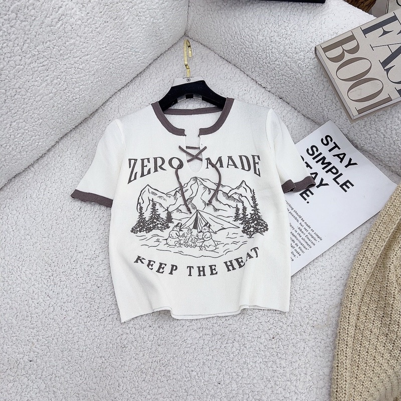 Áo Len Mongtoghi Dáng Croptop Phối Màu Xinh Mã TH10