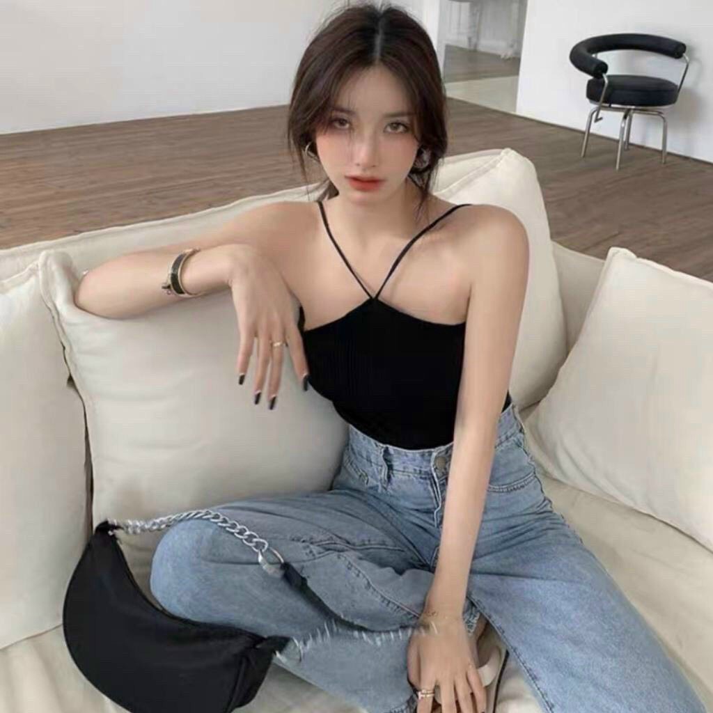 Áo Croptop Nữ Kiểu Cổ Yếm Vải Cotton Co Giãn Tốt Phong Cách Trẻ Trung Năng Động NEW UNISEX