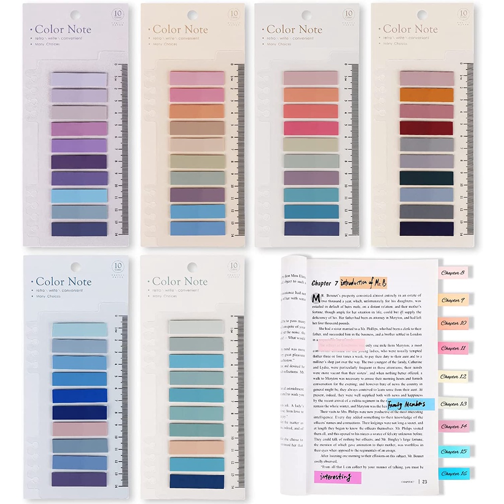 Set 200 nhãn dán đánh dấu trang sách phân loại màu sắc thiết kế tiện dụng