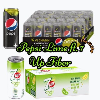 Combo ít calo, ko âu lo (1 thùng 24 lon pepsi chanh không calo và 1 thùng 24 lon 7up chất xơ ít calo)