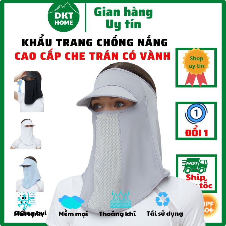 Khẩu Trang Bằng Vải Lụa Lạnh Thoáng Khí Chống Tia UV UPF 50+ Có Vành Che Trán Dùng Khi Lái Xe / Leo Núi Unisex Đeo Hợp