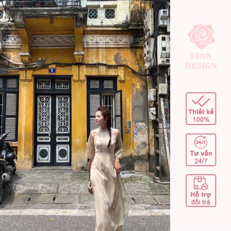 áo dài cách tân 4 tà Cúc Chi by Linn Design