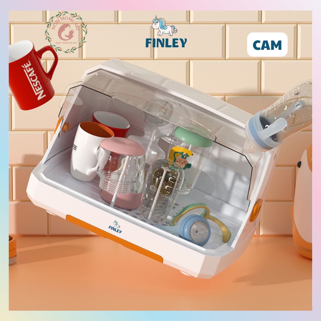 Giá / Khay úp bình sữa, chén dĩa, ly tách nhựa PP cao cấp có nắp đậy Finley