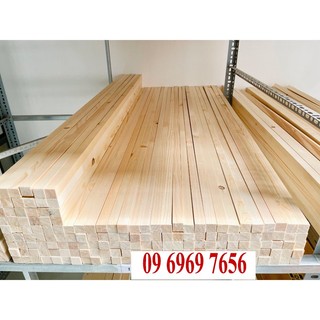 Thanh gỗ thông vuông 2cm x 2cm x dài 100cm hoặc 120cm bào láng mịn 4 mặt