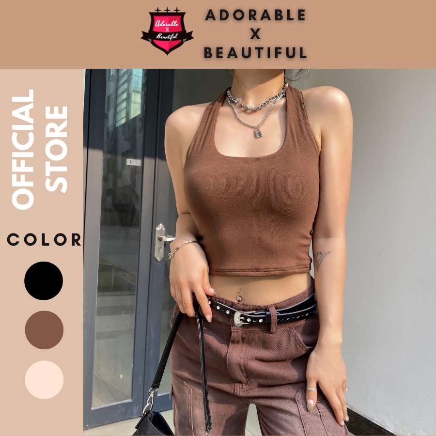 Áo Thun Ba Lỗ Trơn Basic 3 Màu Dành Cho Nữ, Áo Croptop Chồng Cổ Co Giãn Mềm Mại Ulzzang [AdorablexBeautiful]