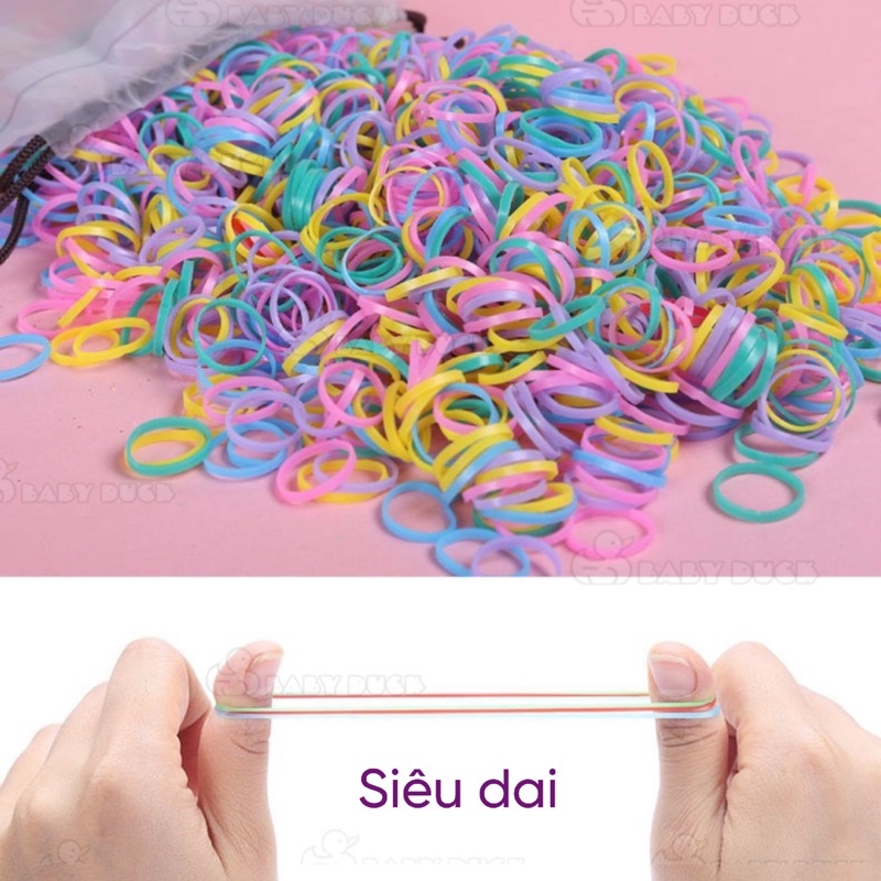 Túi Chun Buộc Tóc Bịch 4000 Chun Cho Bé Kèm Túi Gấu