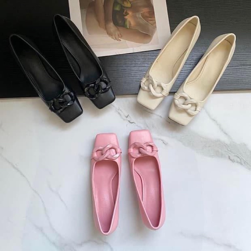 Giày cao gót 3cm. Màu hồng. Qccc. Size36