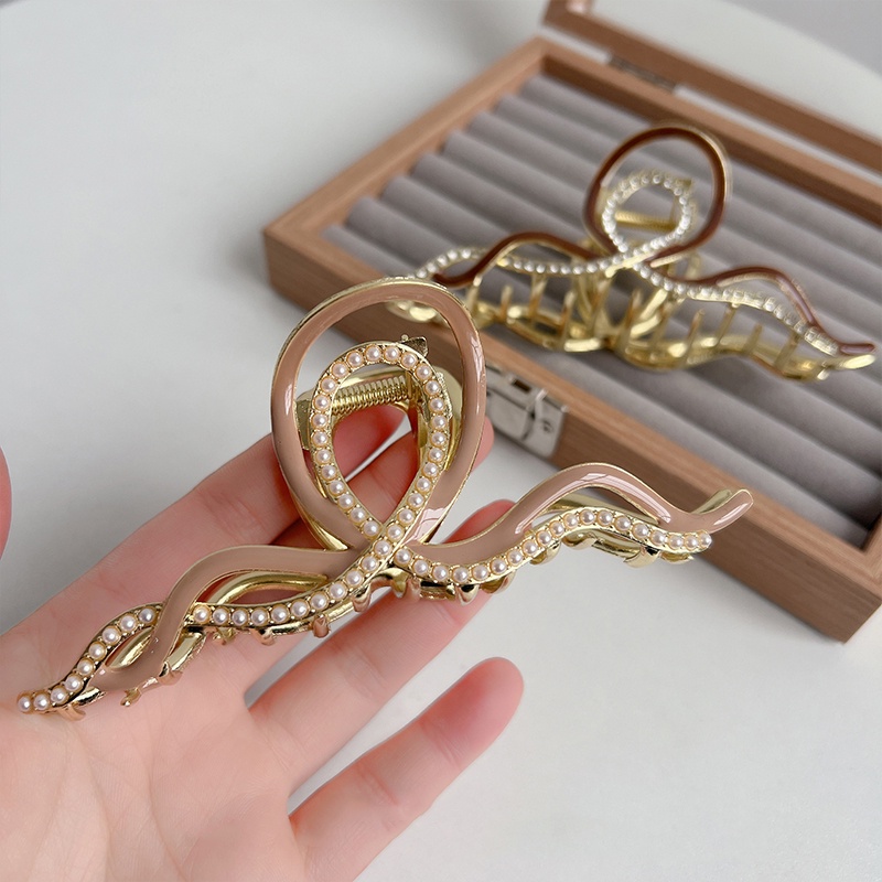 Kẹp Tóc Kim Loại Đính Đá Cao Cấp 13.5cm Phong Cách Hàn Quốc Cho Nữ