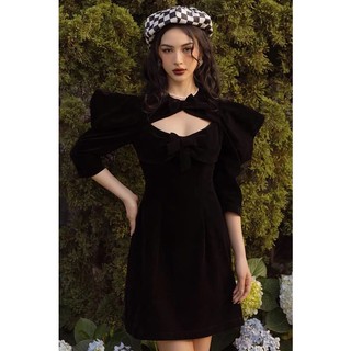 đầm nhung thiết kế cao cấp khoét cách điệu ( thời trang bigsize vicky.g - anitagreen) N223