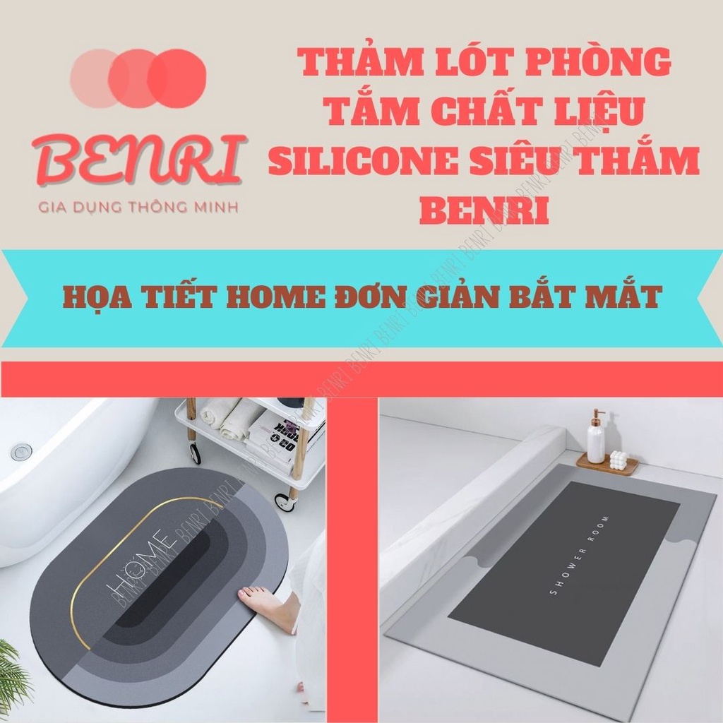Thảm lau chân chùi chân HOME silicon chống trượt thấm nước nhà bếp nhà tắm phòng khách BENRI mã TLH