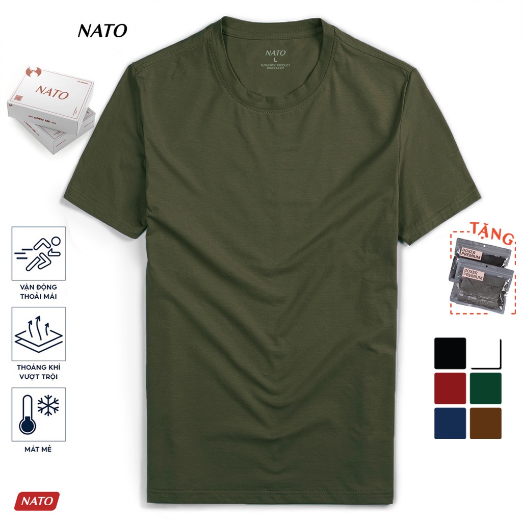 Áo Thun Cổ Tròn Nam COTTON Vải Cotton Cao Cấp Basic Đẹp Phông Tay Ngắn Màu Trắng Đen Đỏ Xanh Navy Trơn Họa Tiết NATO