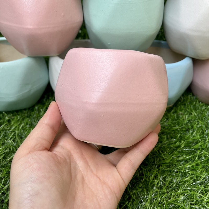 Chậu sứ bát tràng hình quả trám - Nhiều màu - Solar Garden