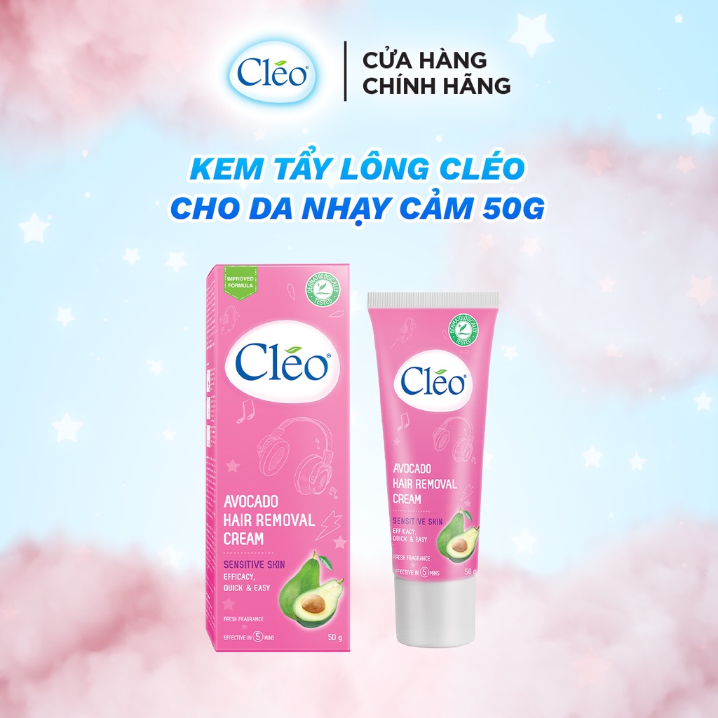 Bộ Tẩy lông nách chuyên sâu Cleo gồm kem tẩy lông nách da nhạy cảm 50g, gel dịu da 50g và kem giảm thâm nách khử mùi 35g