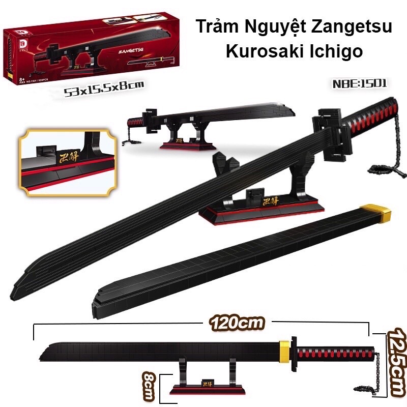 Lắp ráp mô hình technic DK 1501 Xếp hình Katana Trảm Nguyệt Zangetsu Kurosaki Ichigo 932 Mảnh