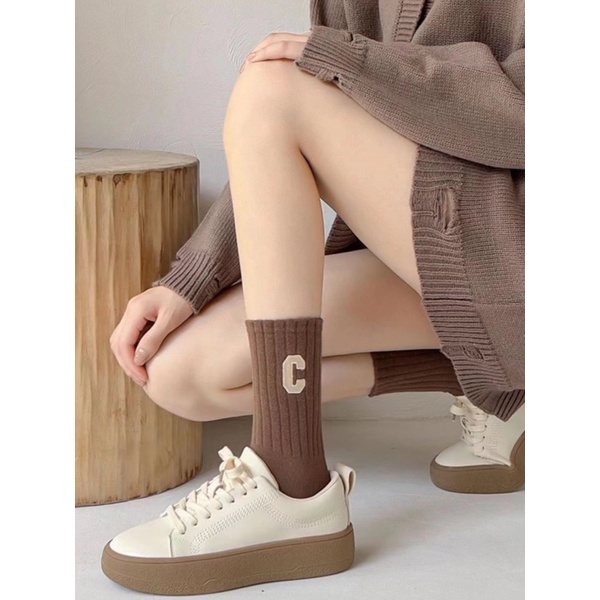 Vớ tất cổ cao 🍯 tone nâu Vintage C 🍪