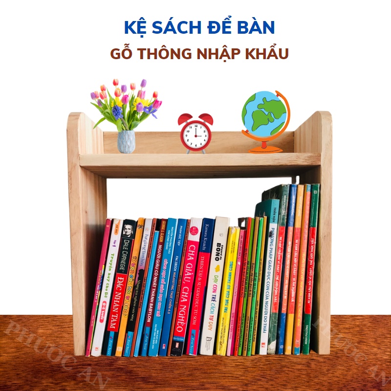 Kệ sách để bàn - kệ sách gỗ thông