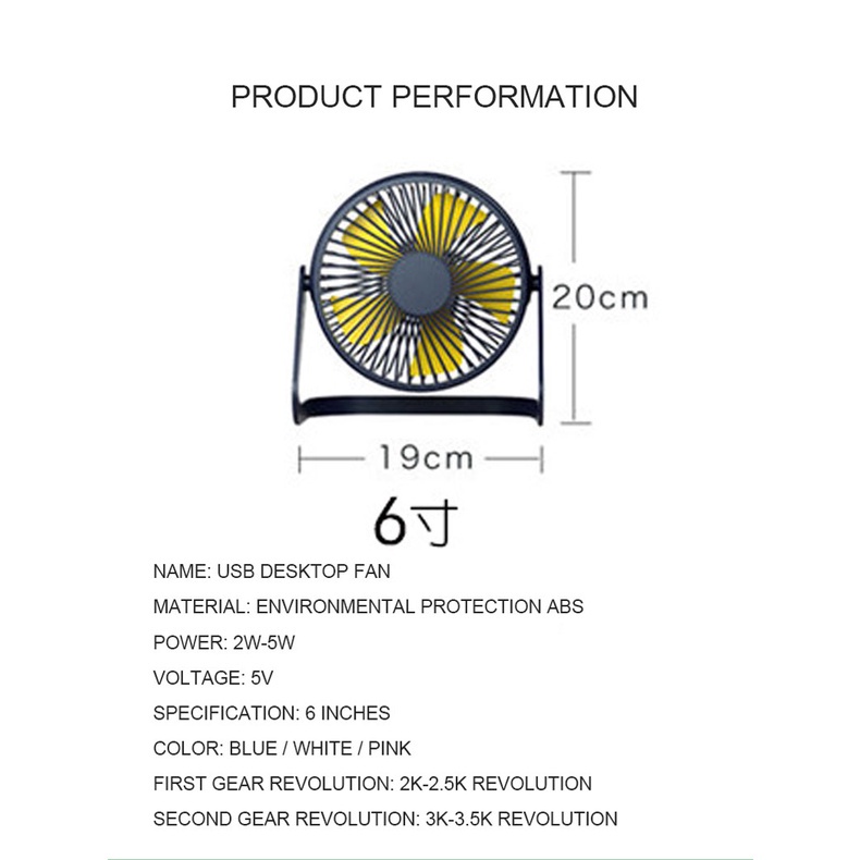 KANGJIA  Quạt Mini Để Bàn 6 inch Sạc USB Tiện Lợi