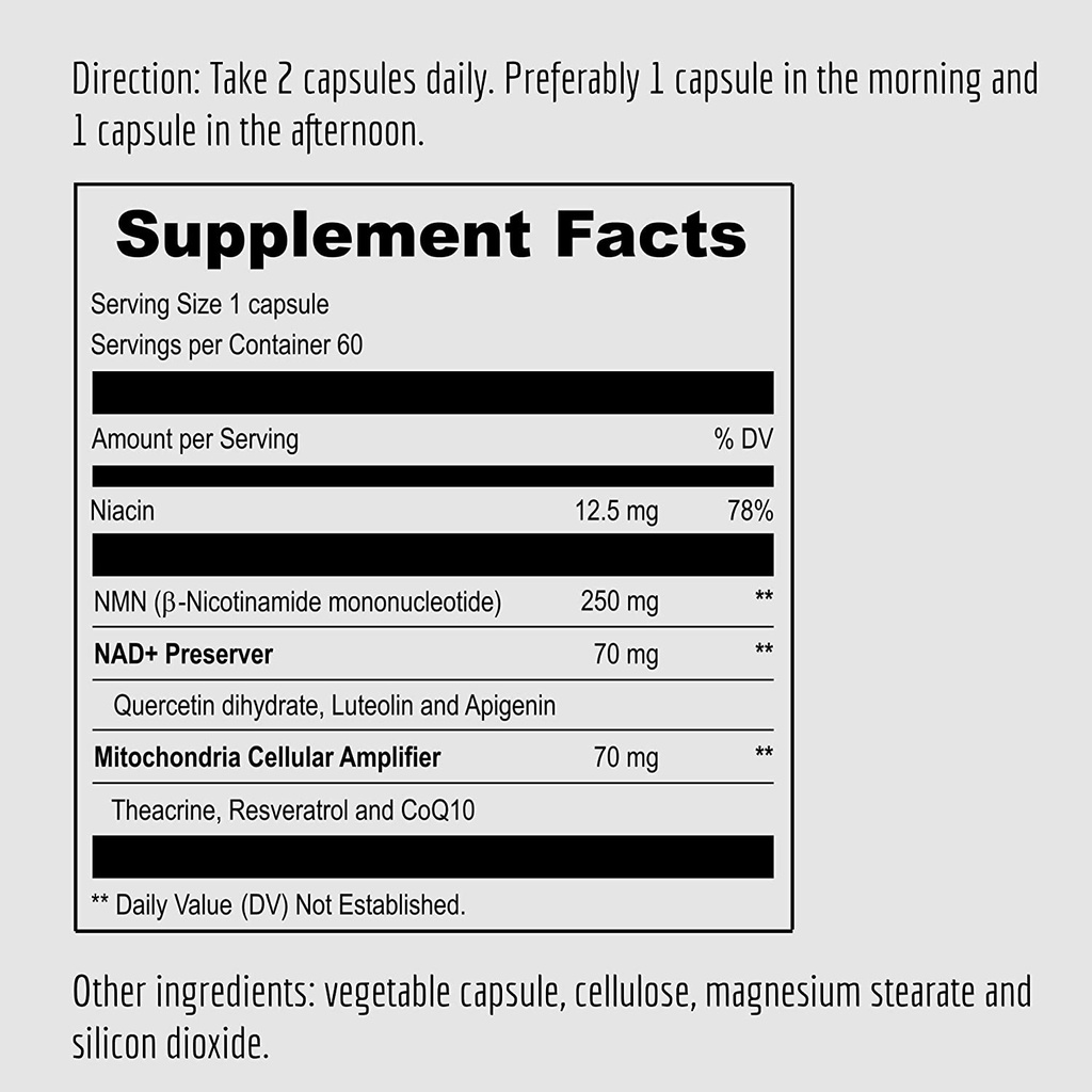 Viên NMN, Nad Plus, NR - Chống Lão Hóa - Sửa Chữa Tế Bào - Nicotinamide Mononucleotide - Upnourish