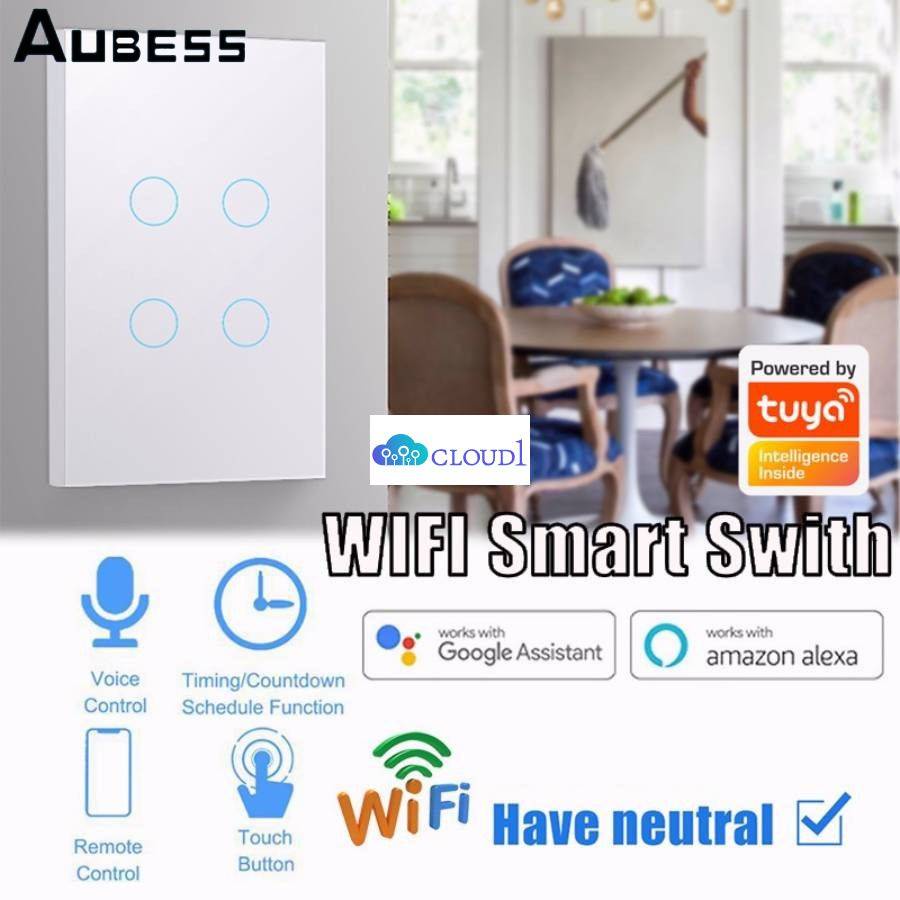 4 Băng Đảng Tuya Wifi Công Tắc Thông Minh Đa Năng Mặt Kính Màn Hình Cảm Ứng Đèn Làm Việc Với Cuộc Sống Thông Minh Cho Alexa Google nhà Cloud1