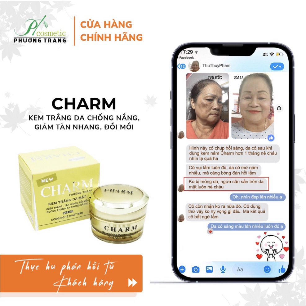 Kem trắng da chống nắng - giảm tàn nhang, đồi mồi từ thảo dược thiên nhiên - CHARM 35g