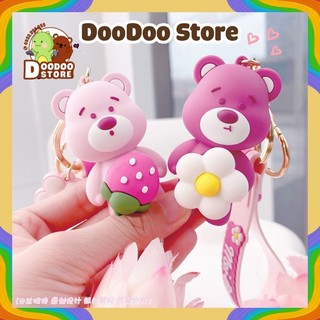 Móc khóa Gấu Dâu Lotso A95, Móc chìa khóa Gấu hồng Lotso cao su dễ thương xinh xắn